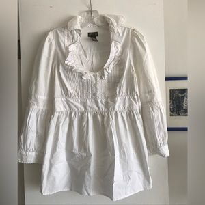 Anthropologie Fei White Long Sleeve Blouse Size 4